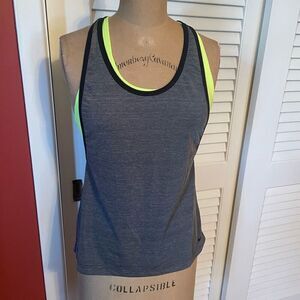 NIKE | dri-fit tank with built in bra neon & gray XS